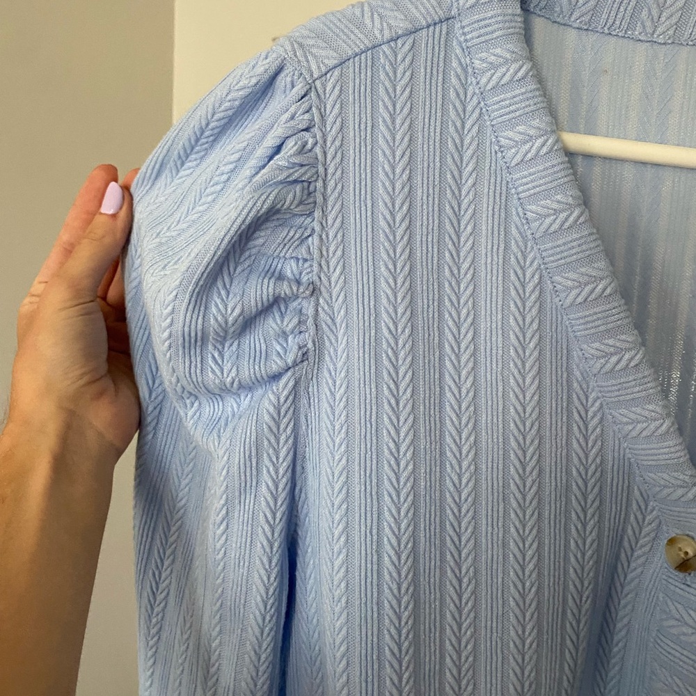 Loft Light Blue Patterned Cardigan - image 3